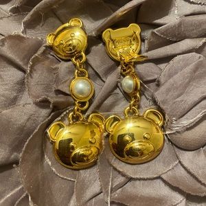 Moschino Pearl Teddy Bear Family Earrings